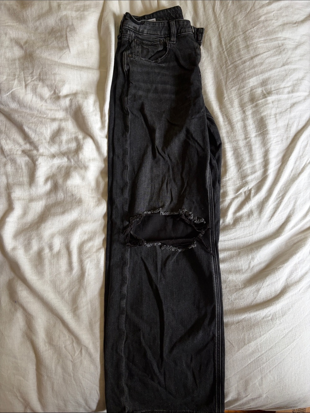 American Eagle Outfitters Black Distressed Straight leg baggy Jeans